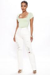 Killin' It Ripped Straight Leg Jeans - White Ins Street