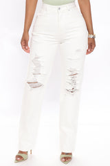 Killin' It Ripped Straight Leg Jeans - White Ins Street