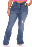 Ripped Booty Lifter Flare Jeans - Dark Wash Ins Street