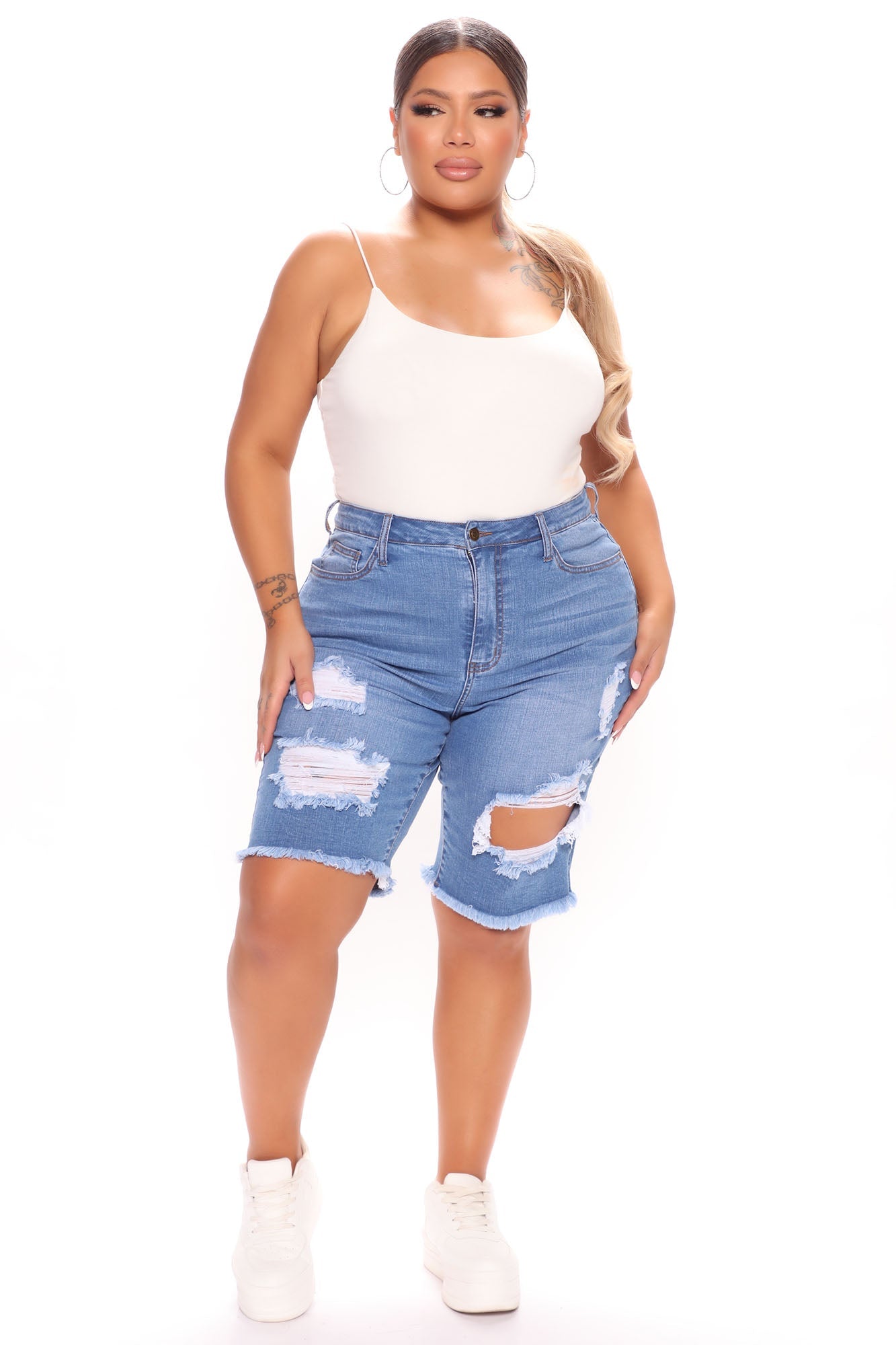 Made Ya Look Denim Bermuda Shorts - Light Blue Wash Ins Street