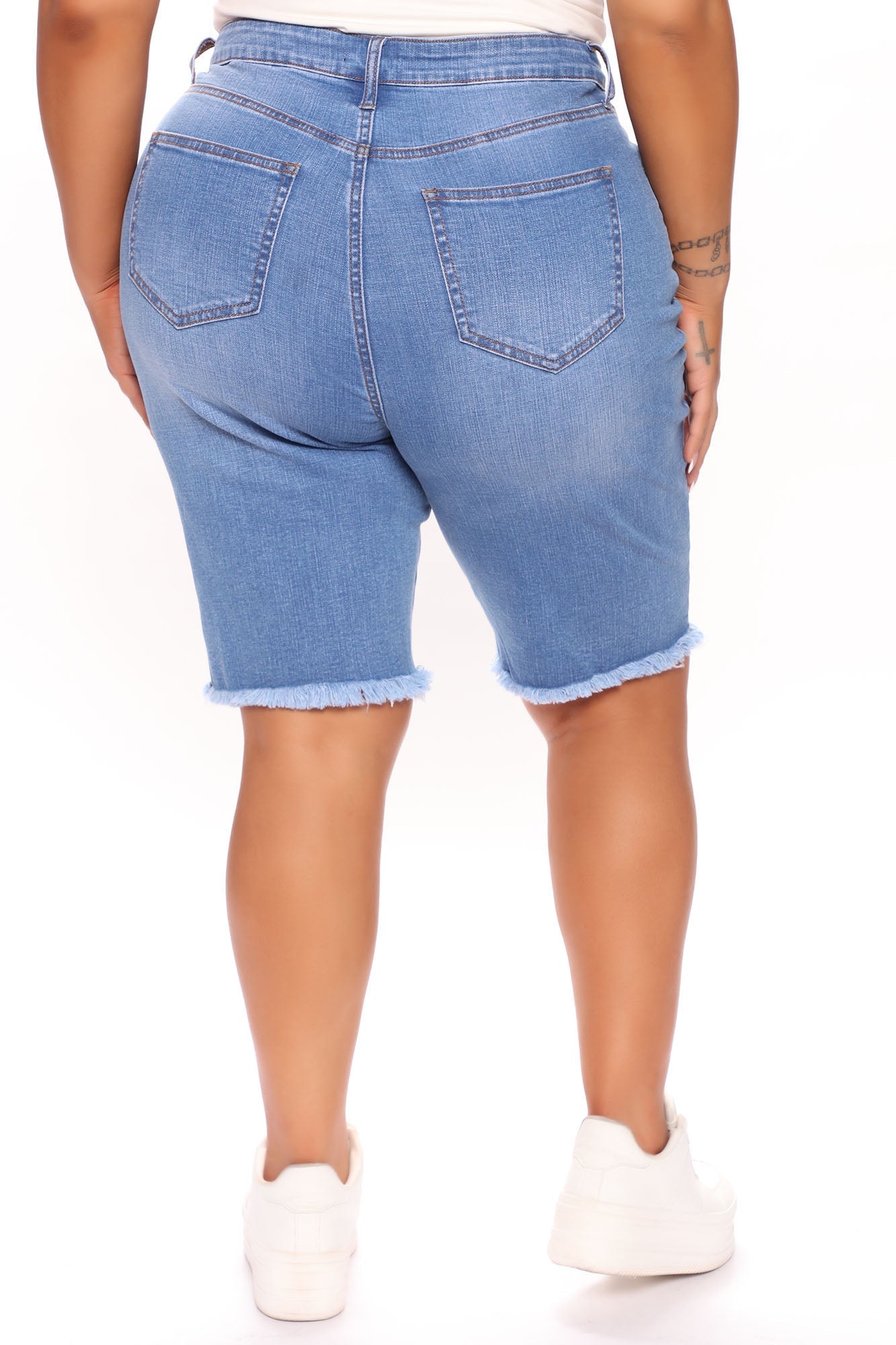 Made Ya Look Denim Bermuda Shorts - Light Blue Wash Ins Street