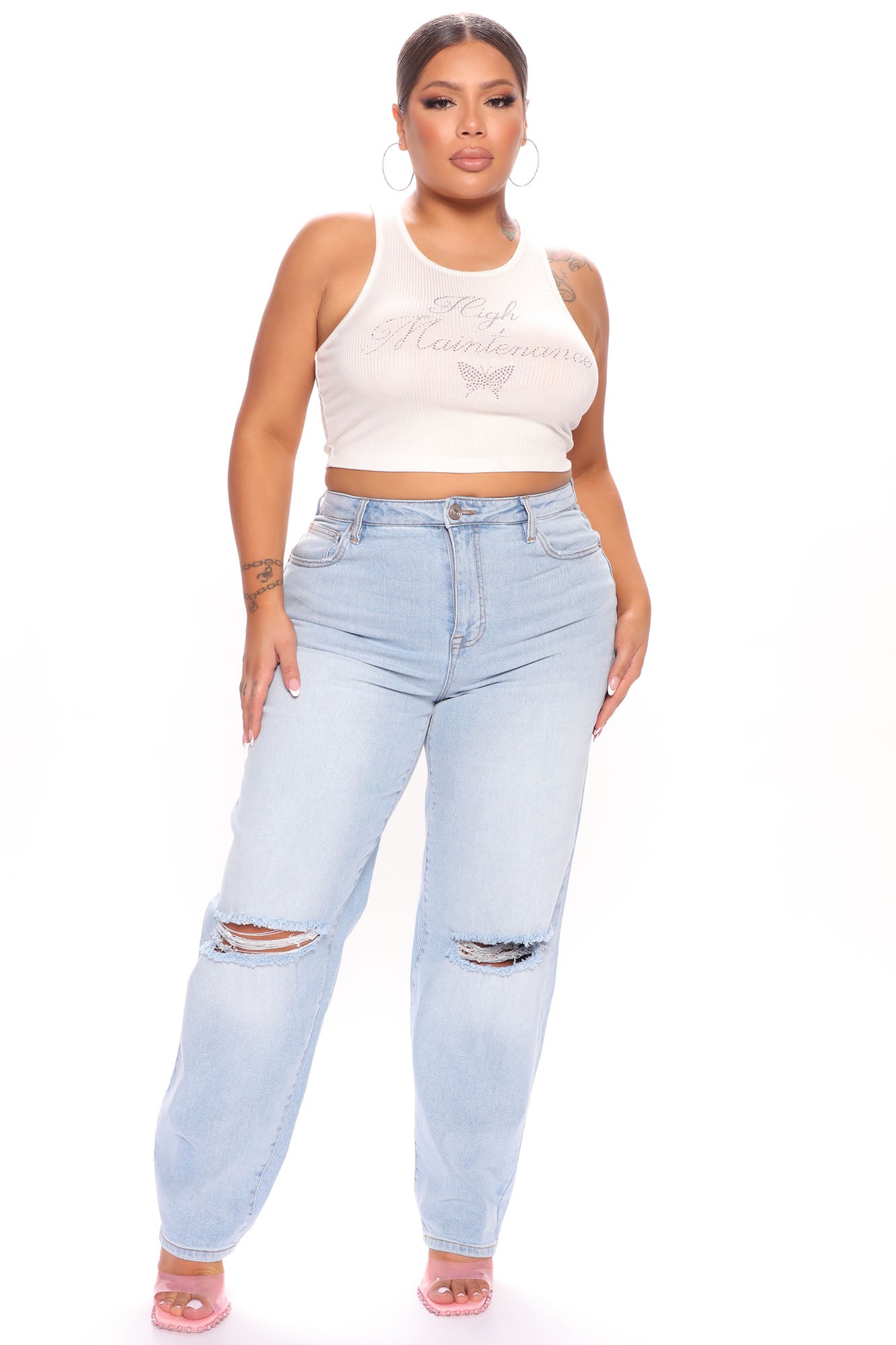 Beat You To It Straight Leg Jeans - Light Blue Wash Ins Street