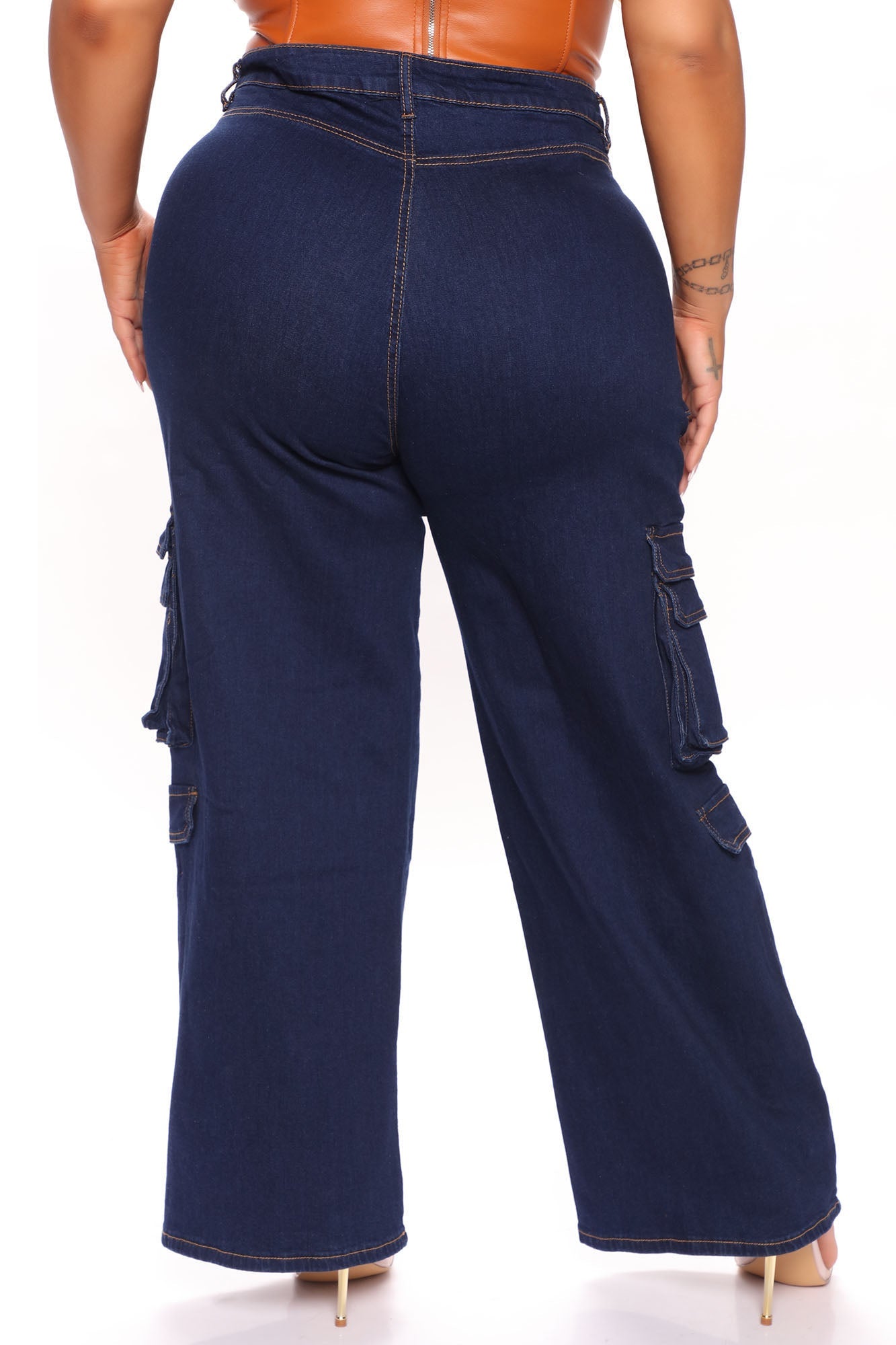 Sitting Pretty Cargo Jeans - Dark Denim Ins Street
