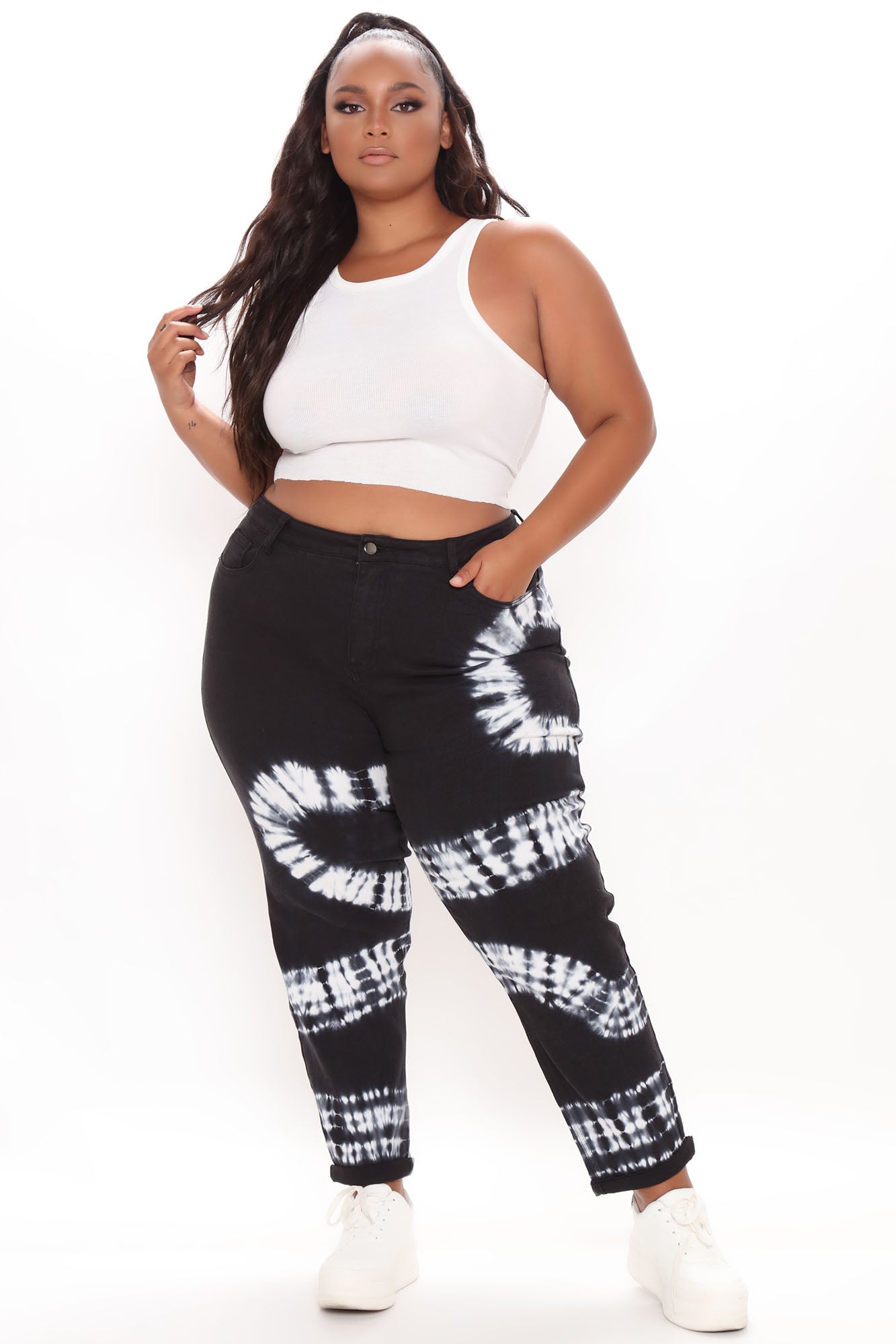 Follow You Anywhere Tie Dye Mom Jeans - Black Ins Street