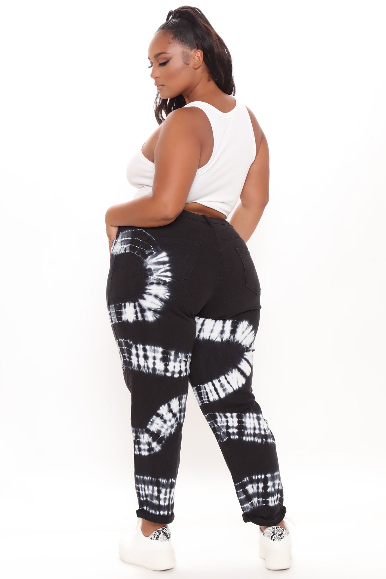Follow You Anywhere Tie Dye Mom Jeans - Black Ins Street