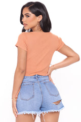 Choose Happiness Non Stretch Ripped Denim Shorts - Medium Blue Wash Ins Street
