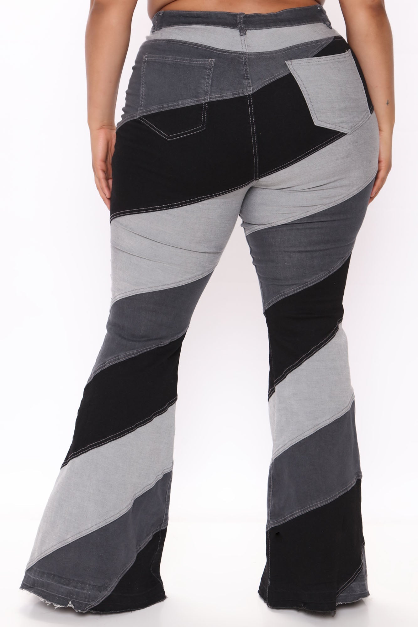Spiraling Out Of Control Patchwork Flare Jeans - Black/combo Ins Street