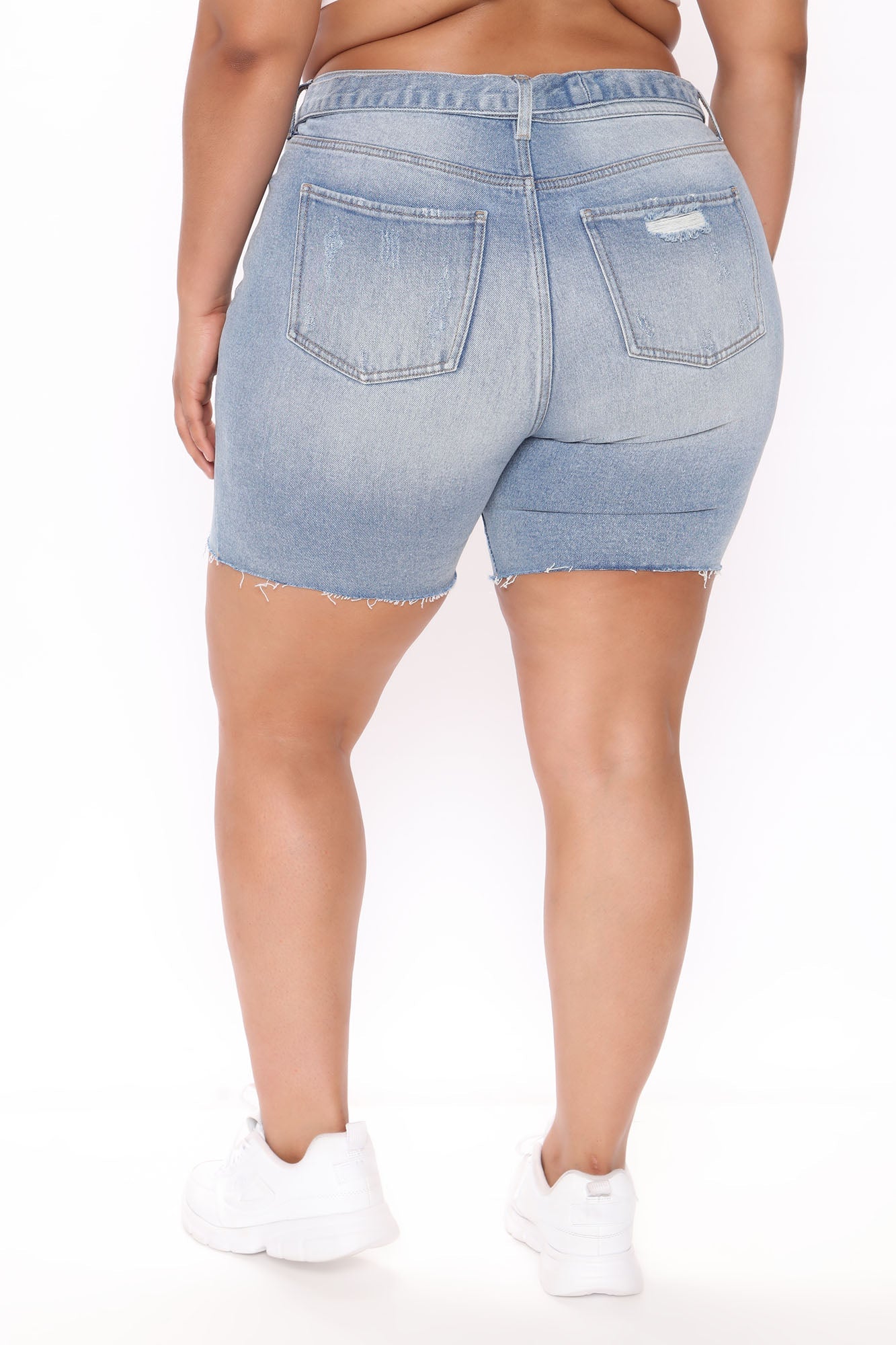A Vision In Blue Belted Denim Bermudas - Light Blue Wash Ins Street