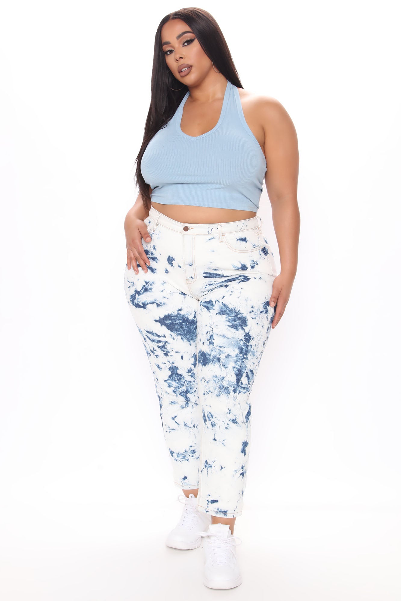 Cloudy Thoughts Tie Dye Mom Jeans - White/combo Ins Street