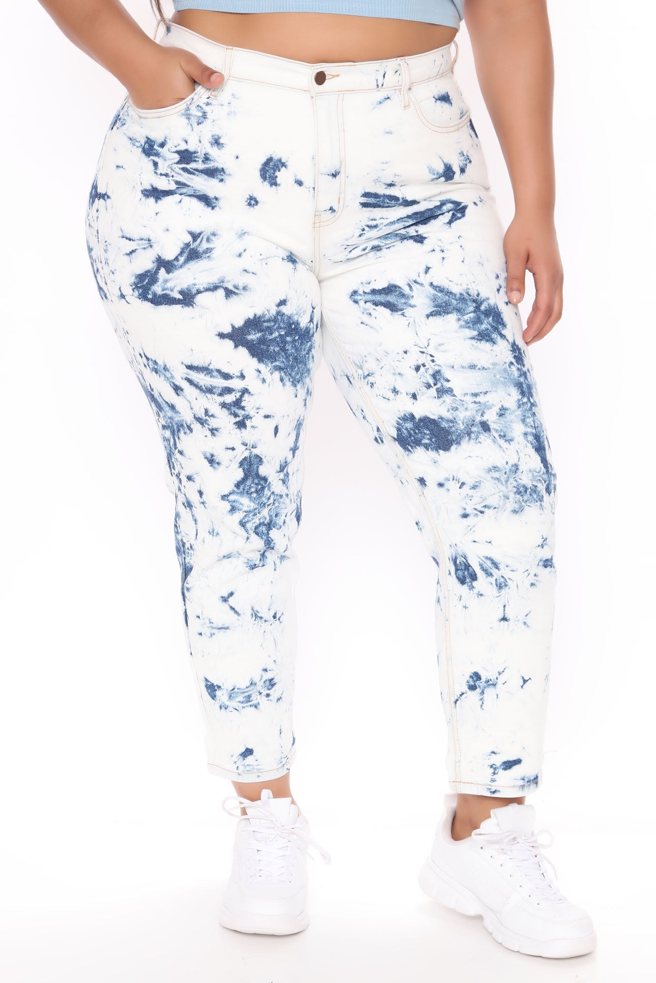Cloudy Thoughts Tie Dye Mom Jeans - White/combo Ins Street