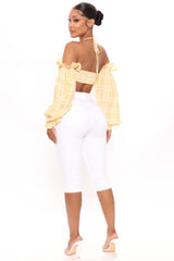 Live In My Denim Shorts - White Ins Street
