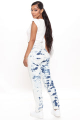 Cloudy Thoughts Tie Dye Mom Jeans - White/combo Ins Street