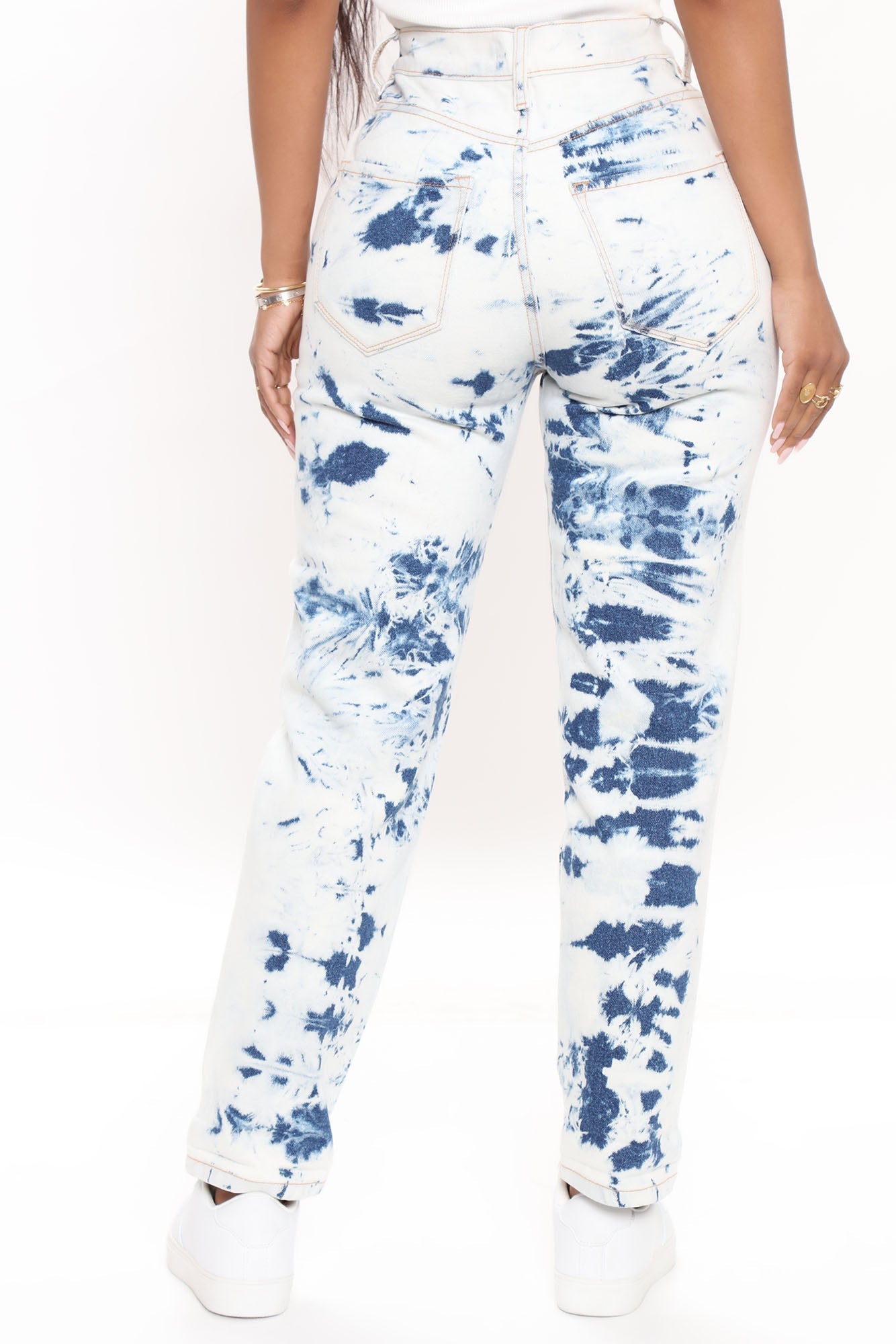 Cloudy Thoughts Tie Dye Mom Jeans - White/combo Ins Street