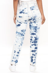 Cloudy Thoughts Tie Dye Mom Jeans - White/combo Ins Street