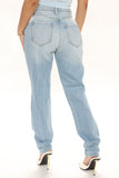 Classic Tapered Ripped Mom Jeans - Light Blue Wash Ins Street