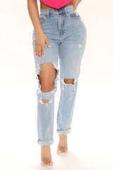 Starstruck Ripped Mom Jeans - Light Wash Ins Street
