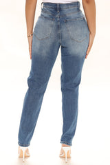 Socialite Ripped Straight Leg Jeans - Medium Wash Ins Street