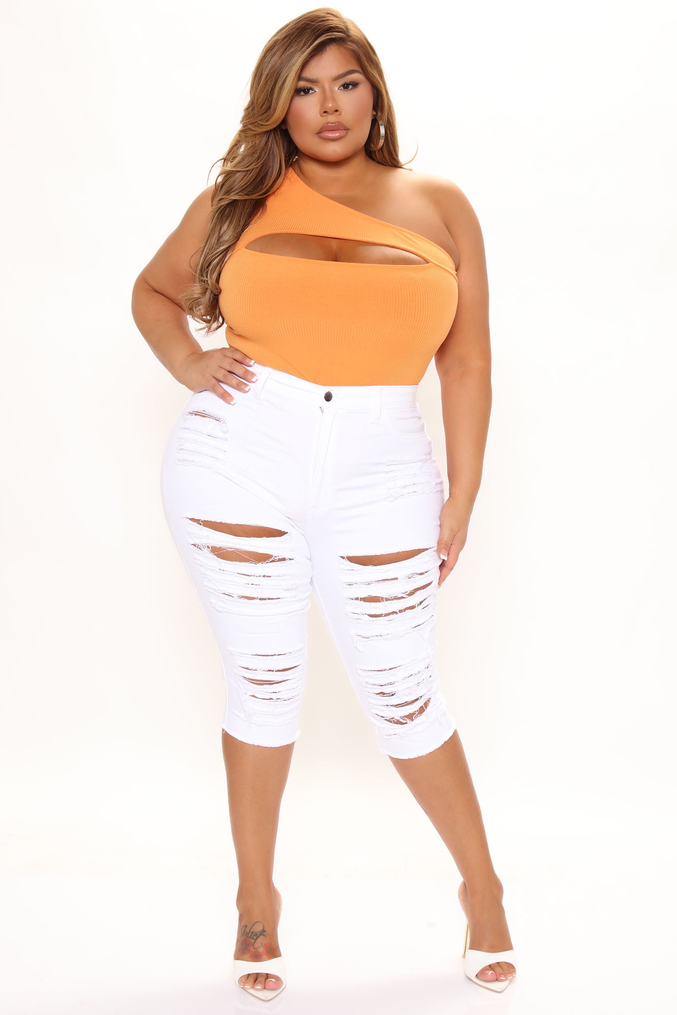 Live In My Denim Shorts - White Ins Street