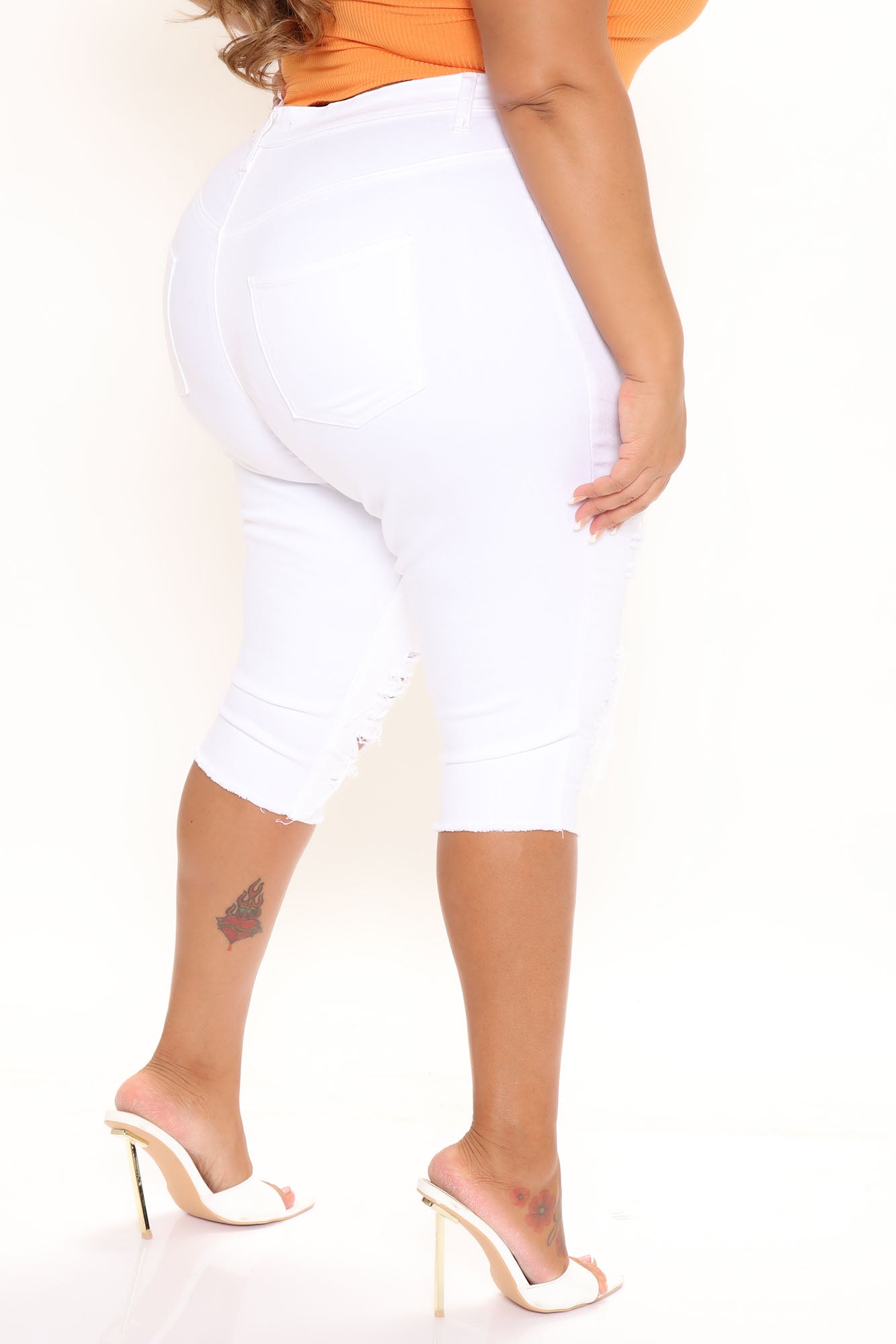 Live In My Denim Shorts - White Ins Street