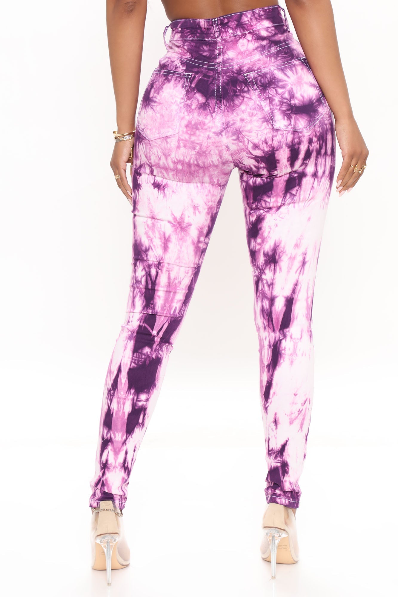 What A Trip Tie Dye Skinny Jeans - Purple Ins Street