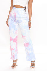 Breathtaking Skies Tie Dye Straight Leg Jeans - Multi Color Ins Street