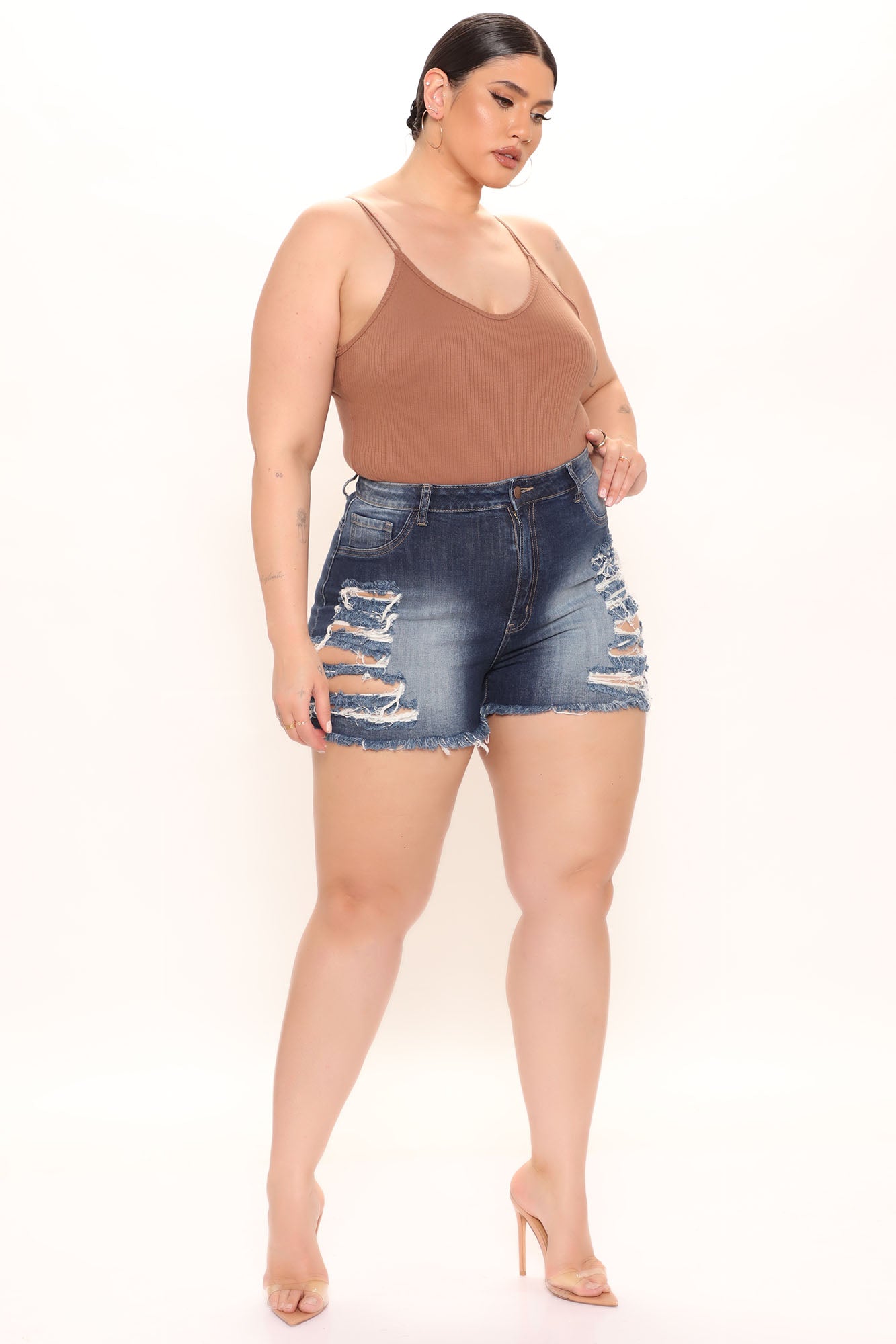 Nowhere To Run Distressed Shorts - Dark Wash Ins Street