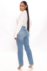Super Mom High Rise Jeans - Medium Blue Wash Ins Street