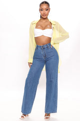 Take Life By The Hand Wide Leg Jeans - Medium Blue Wash Ins Street