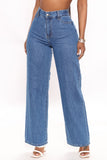 Take Life By The Hand Wide Leg Jeans - Medium Blue Wash