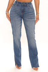 Stay Authentic Stretch Slit Straight Leg Jeans - Medium Blue Wash Ins Street