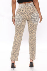 You're Lucky Ripped Straight Leg Jeans - Leopard Ins Street