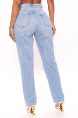 Hold Me Close High Rise Straight Leg Jeans - Light Blue Wash Ins Street