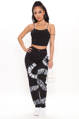Follow You Anywhere Tie Dye Mom Jeans - Black Ins Street