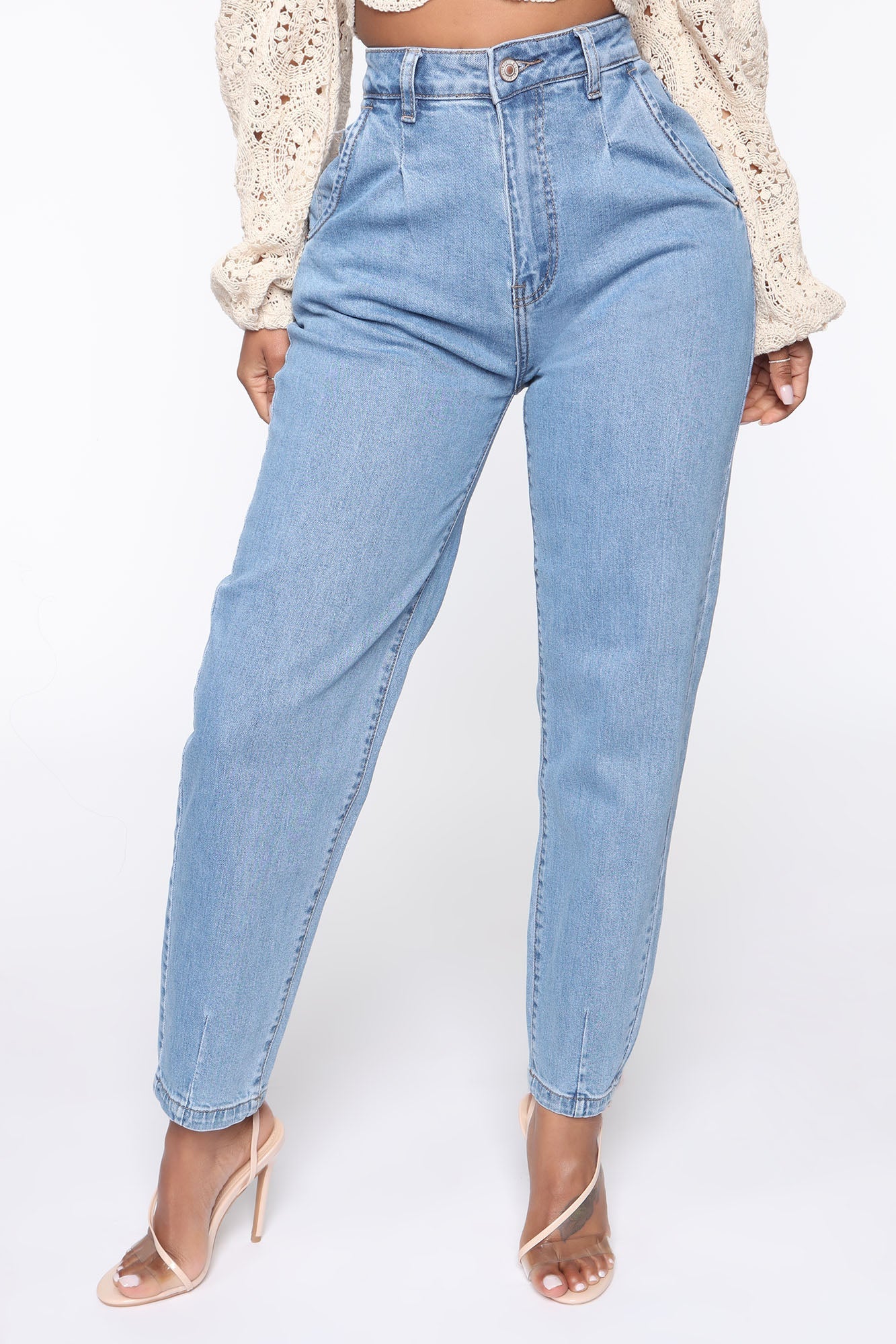 Tell Me Everything Pleated Mom Jeans - Light Blue Wash Ins Street