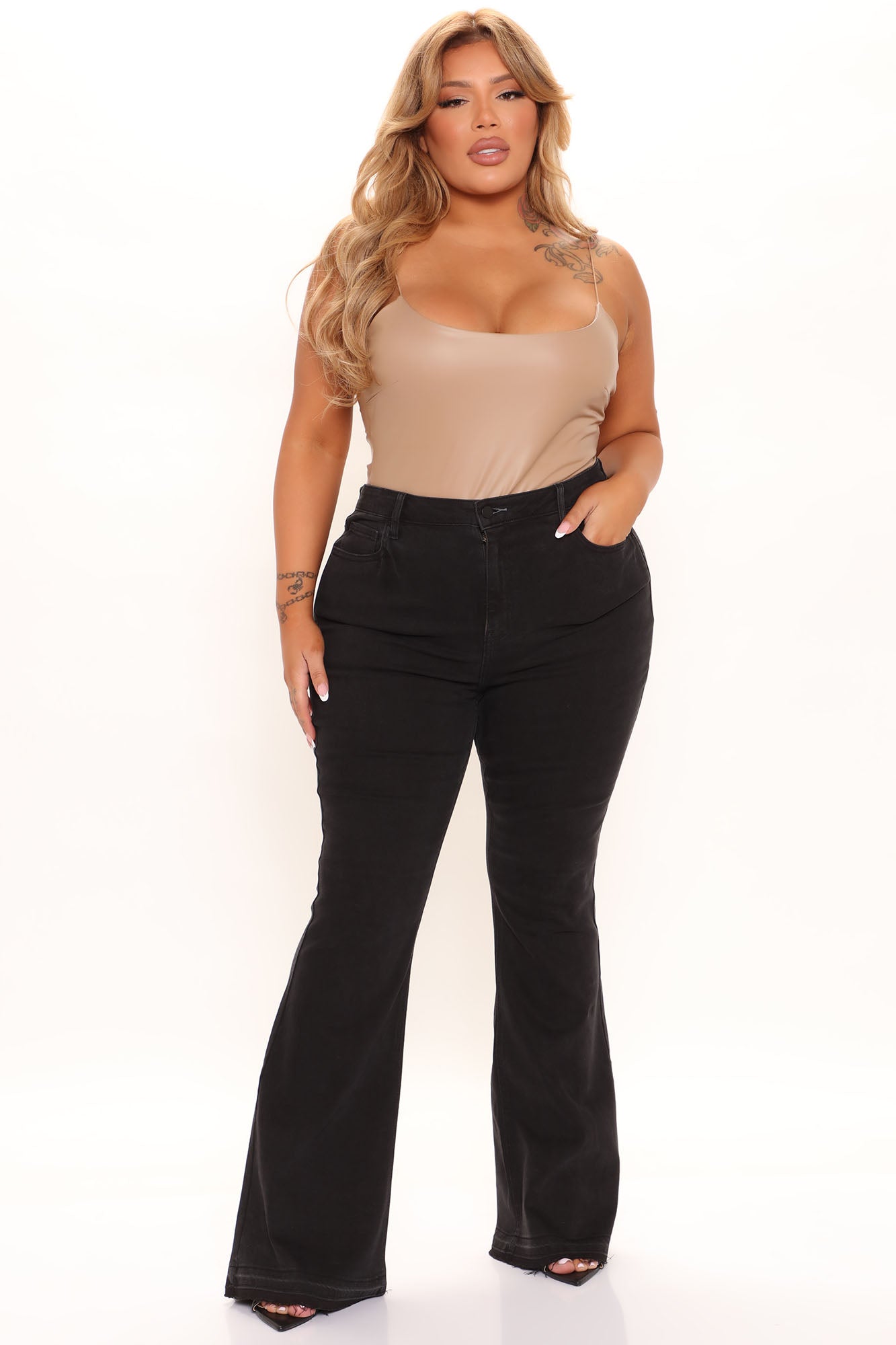 Don't Tell A Soul Stretch High Rise Flare Jeans - Black Ins Street