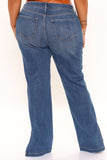 Stay Authentic Stretch Slit Straight Leg Jeans - Medium Blue Wash Ins Street
