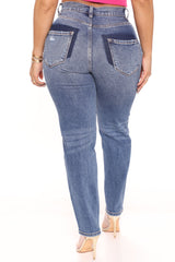 I Got It From My Stepmom High Rise Jeans - Medium Blue Wash Ins Street