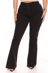 Don't Tell A Soul Stretch High Rise Flare Jeans - Black Ins Street