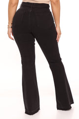 Don't Tell A Soul Stretch High Rise Flare Jeans - Black Ins Street