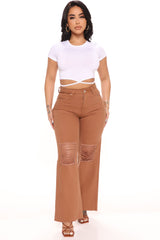 Set Me Free Ripped Straight Leg Jeans - Brown Ins Street