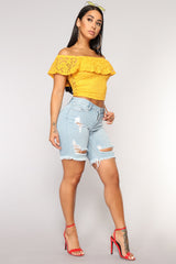 Switch It Up Bermuda Short - Light Blue Wash Ins Street