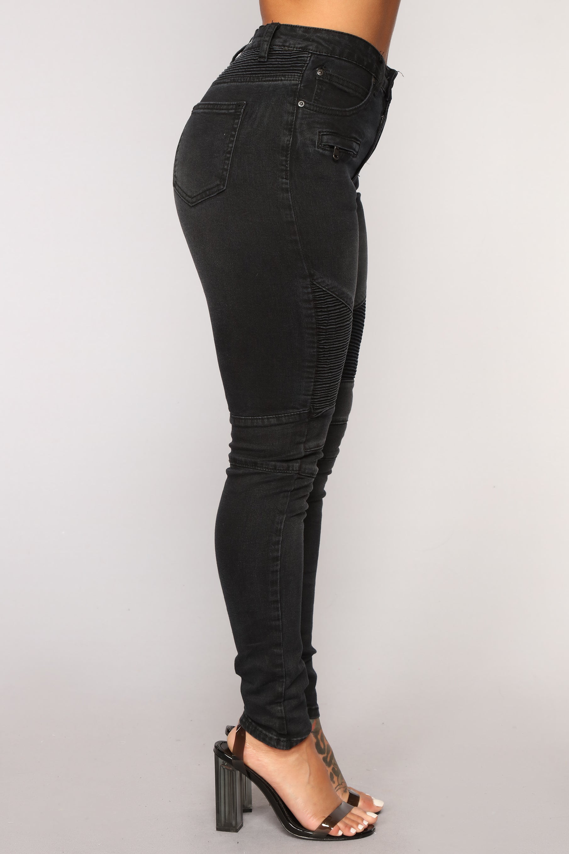 Fast Engines Moto Skinny Jeans - Black Ins Street