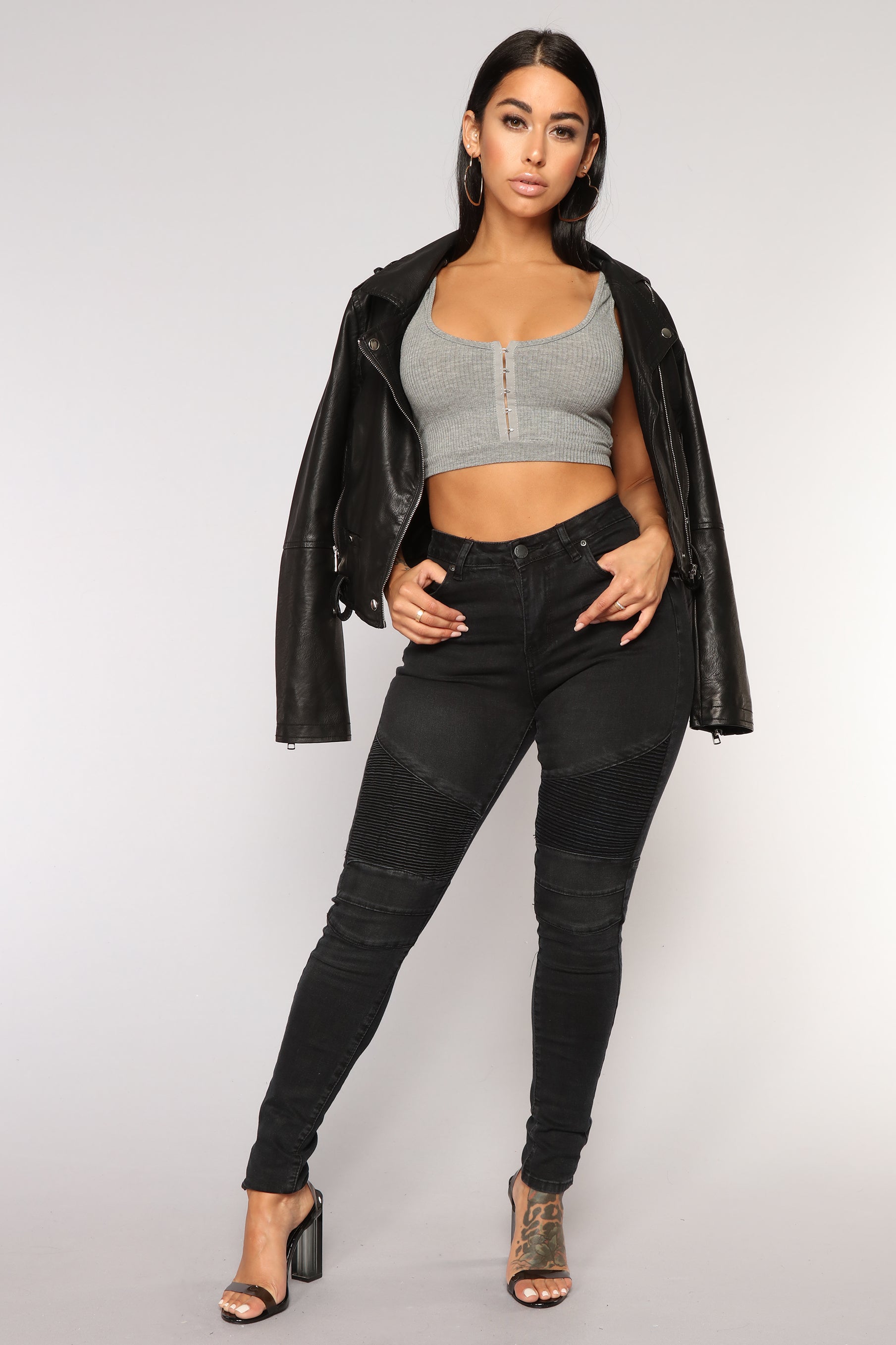 Fast Engines Moto Skinny Jeans - Black Ins Street
