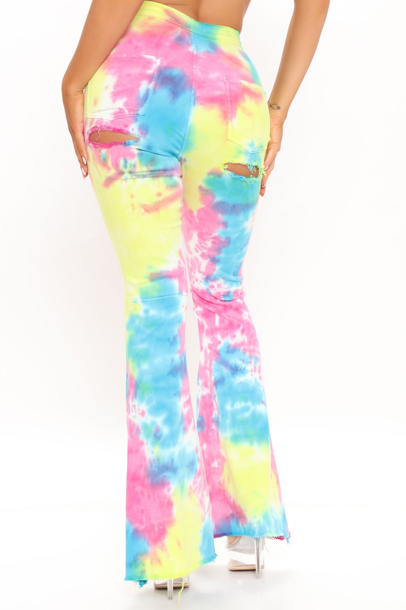 Stay Vibin' Tie Dye Flare Jeans - Multi Color Ins Street