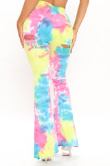 Stay Vibin' Tie Dye Flare Jeans - Multi Color Ins Street