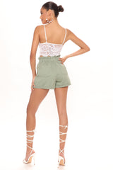 Cameryn Paperbag Waist Denim Shorts - Olive Ins Street