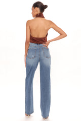 Never Telln' Straight Leg Jeans - Medium Blue Wash Ins Street