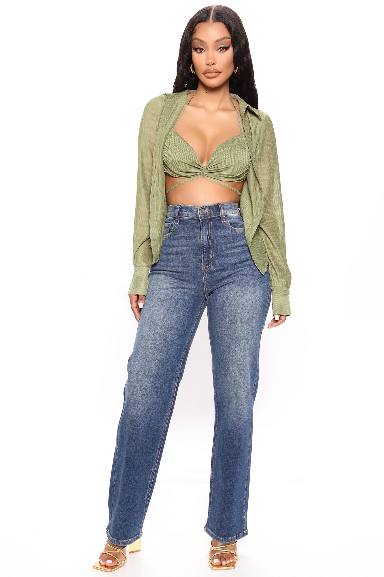 Uptown Stretch High Rise Straight Leg Jeans - Vintage Blue Wash Ins Street
