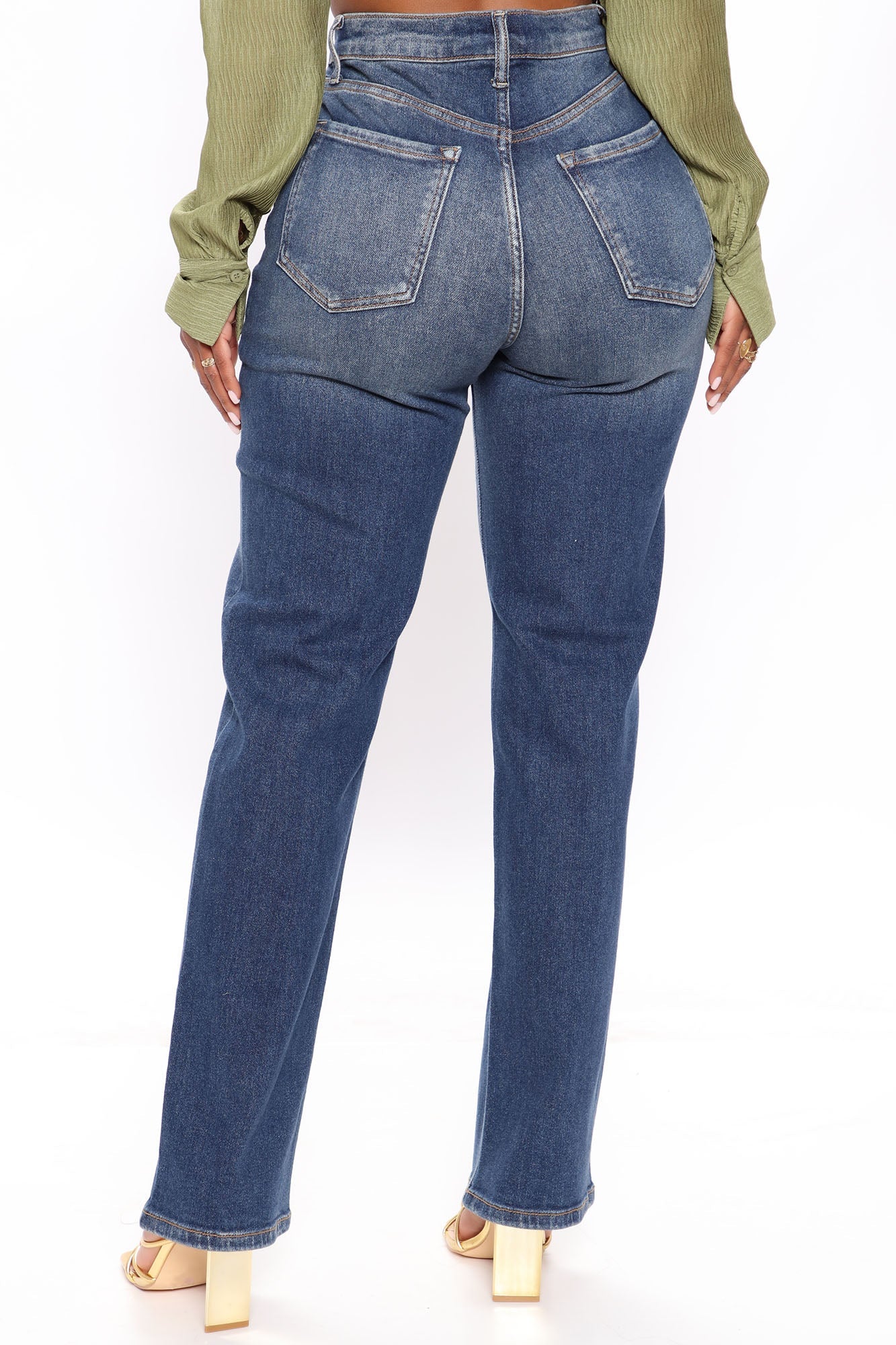 Uptown Stretch High Rise Straight Leg Jeans - Vintage Blue Wash Ins Street