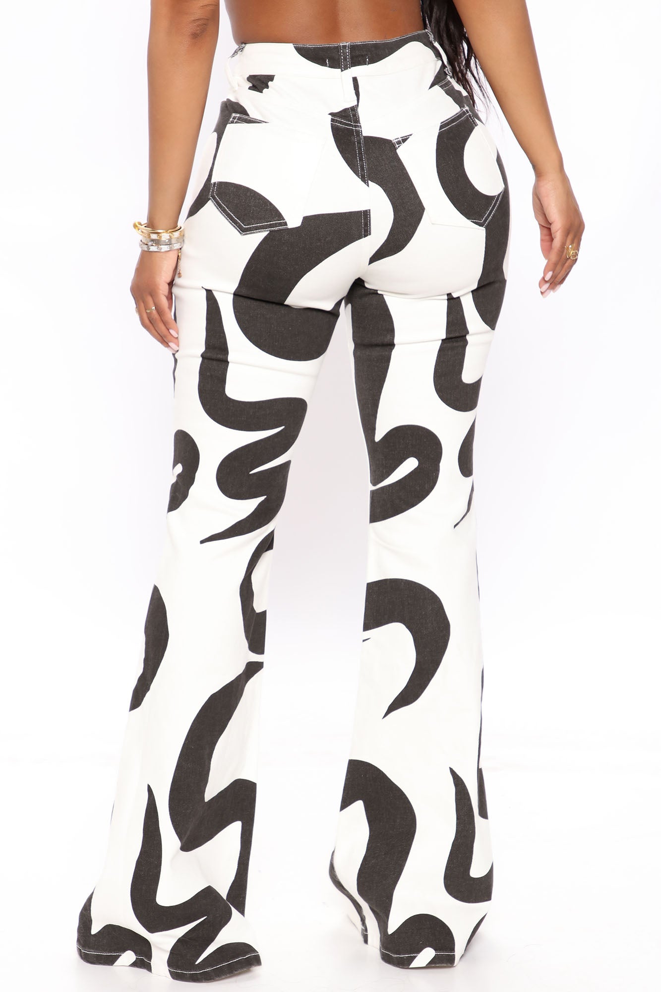 Act Natural Flare Jeans - Black/White Ins Street